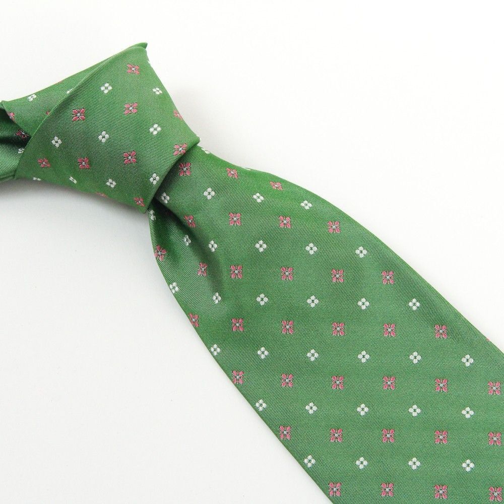 NWT Brooks Brothers Tie Silk USA Made Emerald Green Floral Foulard Classic